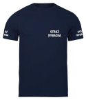 T-shirt, koszulka ciemnogranatowa z nadrukiem odblaskowym "Straż rybacka" 190g/m², rękawki, przód, tył