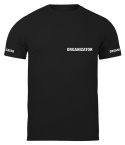 T-shirt, koszulka czarna z nadrukiem odblaskowym "Organizator" 190g/m², rękawki, przód, tył
