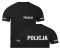 T-shirt, koszulka czarna z nadrukiem odblaskowym "Policja" 190g/m², rękawki, przód, tył