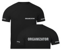 T-shirt, koszulka czarna z nadrukiem odblaskowym "Organizator" 190g/m², rękawki, przód, tył