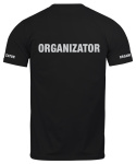 T-shirt, koszulka czarna z nadrukiem odblaskowym "Organizator" 190g/m², rękawki, przód, tył