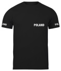 T-shirt, koszulka czarna z nadrukiem odblaskowym "Poland" 190g/m², rękawki, przód, tył