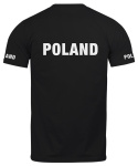 T-shirt, koszulka czarna z nadrukiem odblaskowym "Poland" 190g/m², rękawki, przód, tył