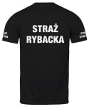 T-shirt, koszulka czarna z nadrukiem odblaskowym "Straż rybacka" 190g/m², rękawki, przód, tył