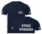 T-shirt, koszulka ciemnogranatowa z nadrukiem odblaskowym "Straż rybacka" 190g/m², rękawki, przód, tył