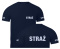 T-shirt, koszulka ciemnogranatowa z nadrukiem odblaskowym "Straż" 190g/m², rękawki, przód, tył