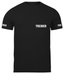 T-shirt, koszulka czarna z nadrukiem odblaskowym "Trener" 190g/m², rękawki, przód, tył