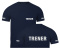T-shirt, koszulka ciemnogranatowa z nadrukiem odblaskowym "Trener" 190g/m², rękawki, przód, tył