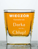 Szklanka do whisky kwadratowa + Grawer - "Wieczór kawalerski" + Imię